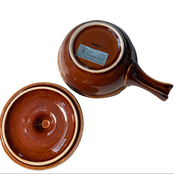 NWT VTG Stoneware D.H. Lisser Co. Glazed 2-Tone Lidded Casserole Soup Bowls 2 - Picture 6 of 6
